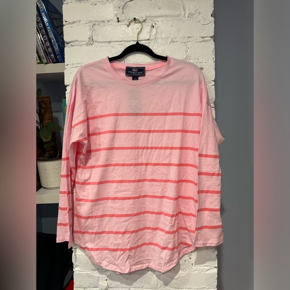 NWT - Vineyard Vines Top Pink Striped Deluxe Tee Knit Casual Shirt Size XL - Picture 1 of 5
